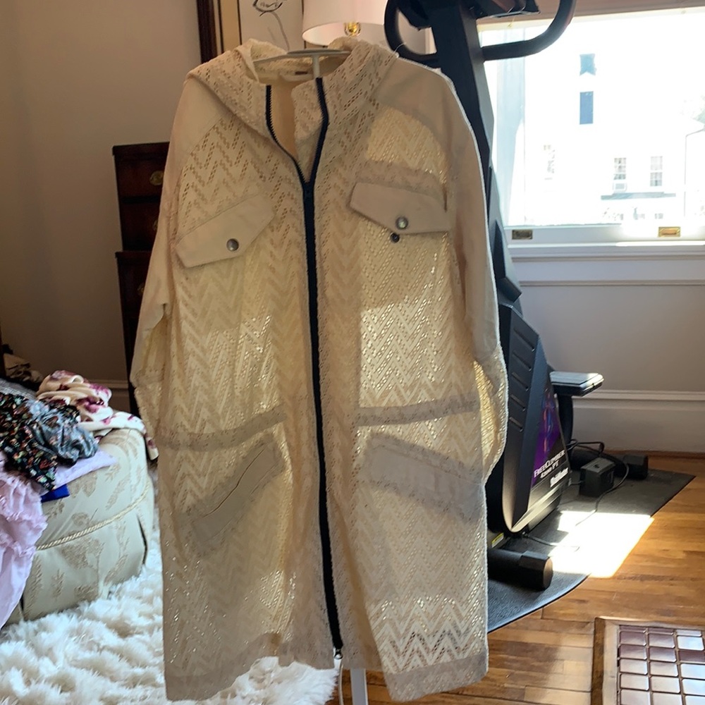 Free people lace zip up trench . Bought for 198‎ .